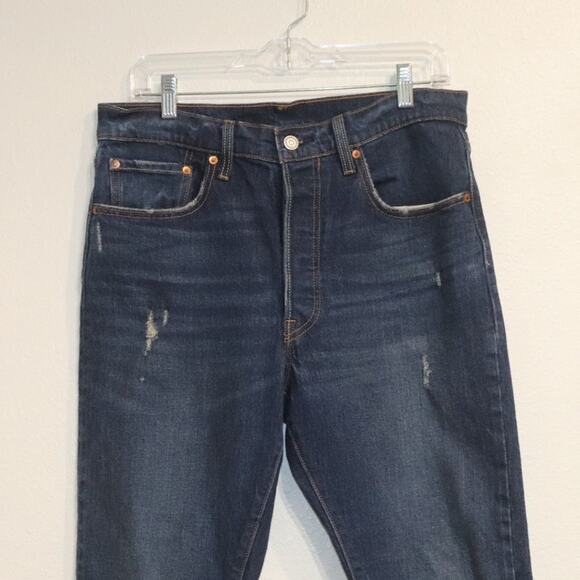 Levi's 501 Blue Raw Hem Skinny Jeans Sz 31 - Picture 3 of 12